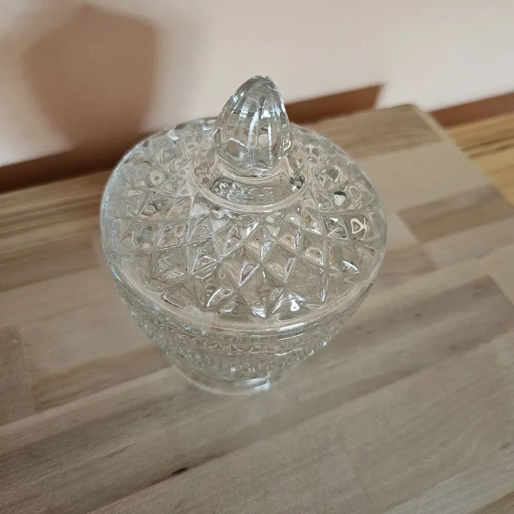 Vintage Anchor Hocking Wexford Sugar Bowl w/ Lid 1960s Pressed Glass